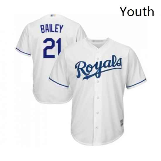 Youth Kansas City Royals 21 Homer Bailey Replica White Home Cool Base Baseball Jersey